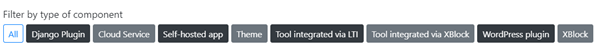Filters by type in the Open edX Extensions page