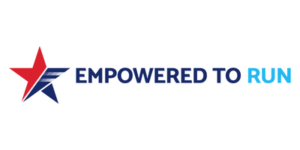 The Empowered to Run logo featuring a stylized star icon with red and blue segments next to the text Empowered to Run.