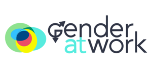 The Gender at Work logo featuring a stylized letter G with arrows and overlapping colorful circles next to the text.